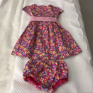 Ralph Lauren infant girls' pink flowered dress and bloomer set in size 18 months